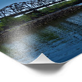 Blauwe waterbrug foto afdruk (Hoek)