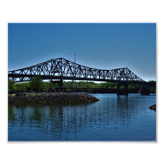 Blauwe waterbrug foto afdruk (Voorkant)