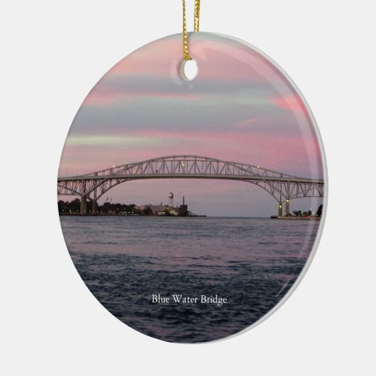 Blauwe waterbrug keramisch ornament (Links)