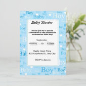 blauwe watercolor baby shower uitnodiging (Staand voorkant)