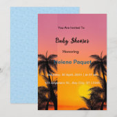 blauwe watercolor baby shower uitnodiging (Voorkant / Achterkant)