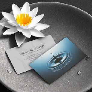 Blauwe Waterdruppel Rimpel & OM Symbool YOGA Instr Visitekaartje
