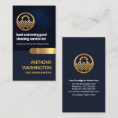 Blauwe waterdruppellaag Gold Tab-zwembad Visitekaartje (Voorkant / Achterkant)