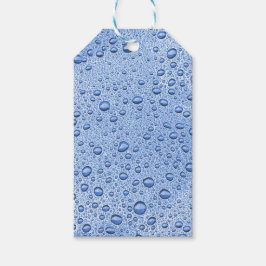 Blauwe waterdruppels cadeaulabel