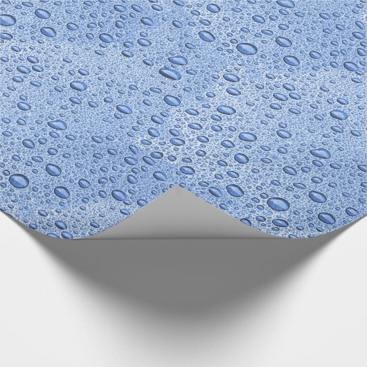 Blauwe waterdruppels cadeaupapier (Hoek)
