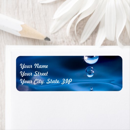 Blauwe waterdruppels etiket (Insitu)