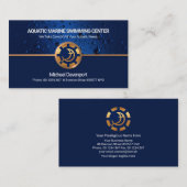 Blauwe waterdruppels Gold Border Swimming Visitekaartje (Voorkant / Achterkant)