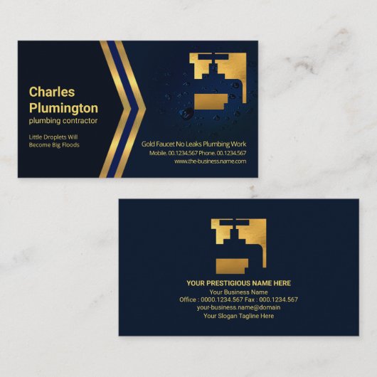 Blauwe waterdruppels Goudpijlen Loodsteker Visitekaartje (Voorkant / Achterkant)