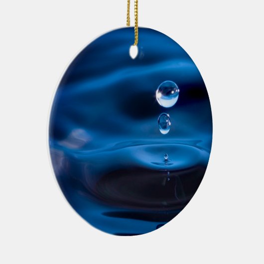 Blauwe waterdruppels keramisch ornament (Rechts)