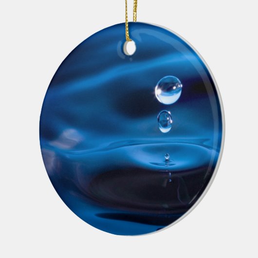 Blauwe waterdruppels keramisch ornament (Links)