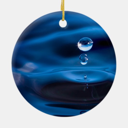 Blauwe waterdruppels keramisch ornament (Achterkant)