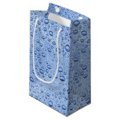 Blauwe waterdruppels klein cadeauzakje (Voorkant Gekanteld)