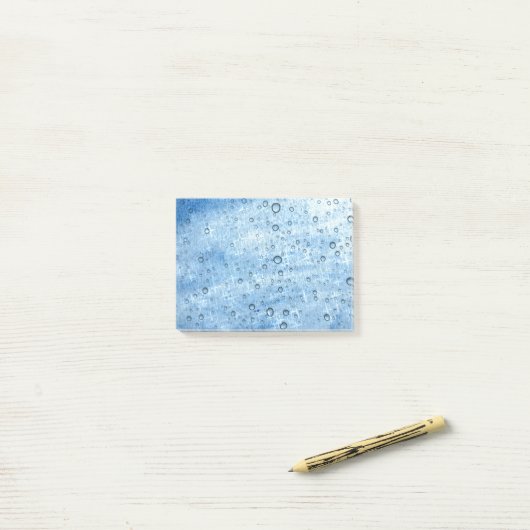 Blauwe waterdruppels post-it® notes (Op bureau)