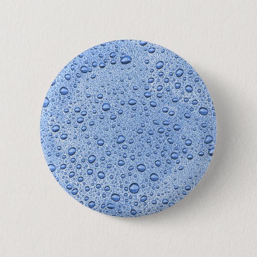 Blauwe waterdruppels ronde button 5,7 cm (Voorkant)
