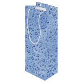 Blauwe waterdruppels wijn cadeautas (Achterkant Gekanteld)