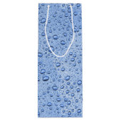 Blauwe waterdruppels wijn cadeautas (Achterkant)