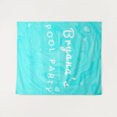 Blauwe Waterdruppels Zomer Zwembad Verjaardagsfees Wandkleed (Voorkant (horizontaal))