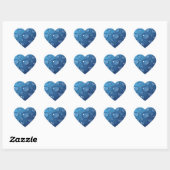 Blauwe waterdruppelstructuur hart sticker (Vel)