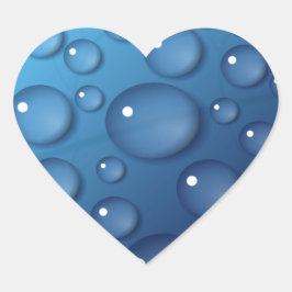 Blauwe waterdruppelstructuur hart sticker