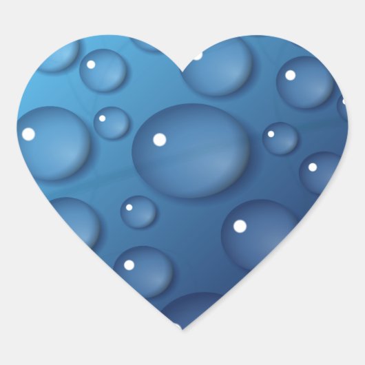 Blauwe waterdruppelstructuur hart sticker (Voorkant)