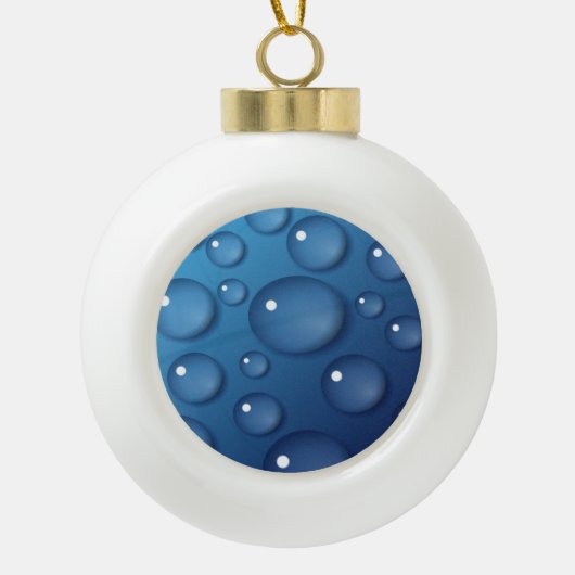 Blauwe waterdruppelstructuur keramische bal ornament (Voorkant)