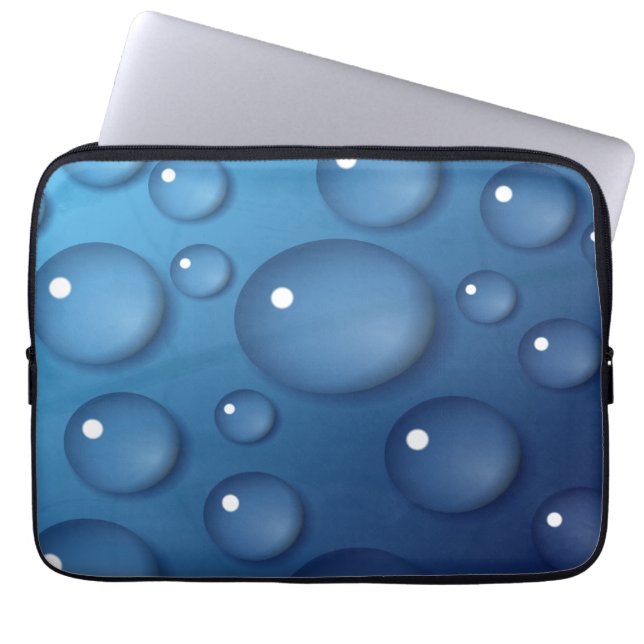 Blauwe waterdruppelstructuur laptop sleeve (Voorkant)