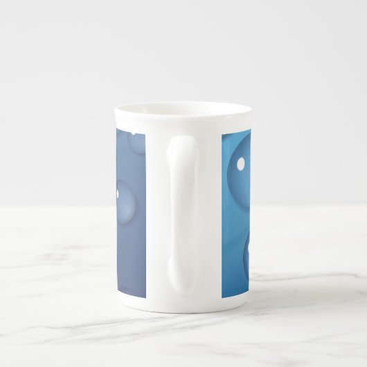 Blauwe waterdruppelstructuur porselein kop (Achterkant)