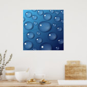 Blauwe waterdruppelstructuur poster (Keuken)