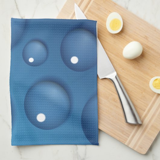 Blauwe waterdruppelstructuur theedoek (Quarter Fold)