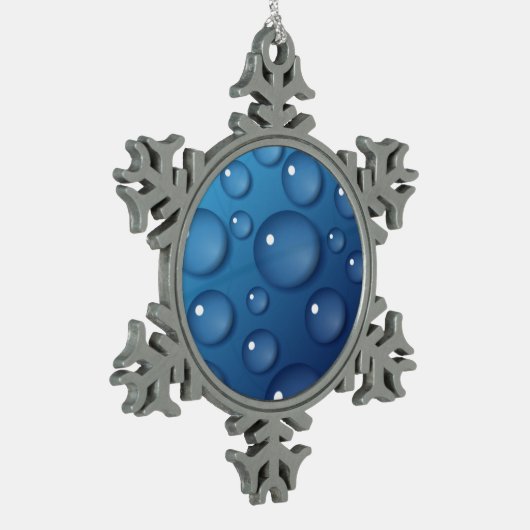 Blauwe waterdruppelstructuur tin sneeuwvlok ornament (Links)