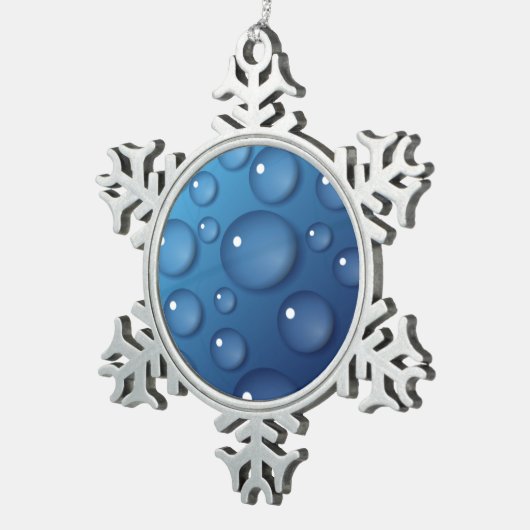 Blauwe waterdruppelstructuur tin sneeuwvlok ornament (Rechts)