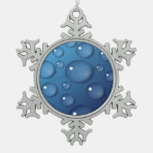 Blauwe waterdruppelstructuur tin sneeuwvlok ornament (Voorkant)