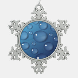 Blauwe waterdruppelstructuur tin sneeuwvlok ornament