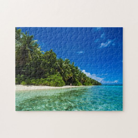 Blauwe wateren van een tropisch strand legpuzzel (Horizontaal)