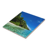 Blauwe wateren van een tropisch strand tegeltje (Zijkant)