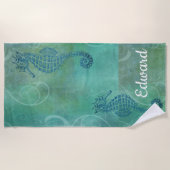 Blauwe wateren, zeepaardje en Vlaanderen Strandlaken (Voorkant)