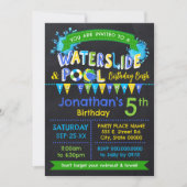 Blauwe Waterglijbaan & Zwembad Verjaardag Kinderen Kaart (Voorkant)