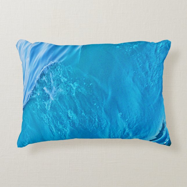 Blauwe watergolf accent kussen (Voorkant)