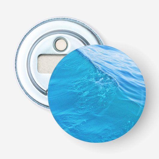 Blauwe watergolf button flesopener (Voorkant)