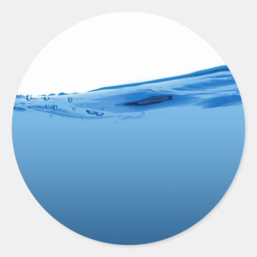 Blauwe watergolf ronde sticker (Voorkant)