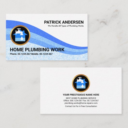 Blauwe watergolflengte visitekaartje (Voorkant / Achterkant)