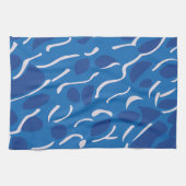 Blauwe Watergolven Abstract Patroon Theedoek (Horizontaal)