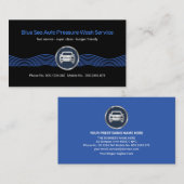Blauwe watergolven auto's in reliëf visitekaartje (Voorkant / Achterkant)