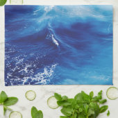 Blauwe watergolven in de oceaan theedoek (Gevouwen)