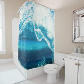 Blauwe watergolven sluiten douchegordijn (In situ)