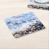 Blauwe watergolving kartonnen onderzetters (Schuin)