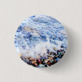 Blauwe watergolving ronde button 3,2 cm (Voorkant)