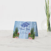 Blauwe waterkeien, roze lamingos en vis bedankkaart (Voorkant)