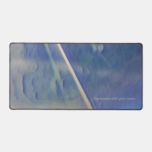 Blauwe waterkleur bureaumat (Voorkant)