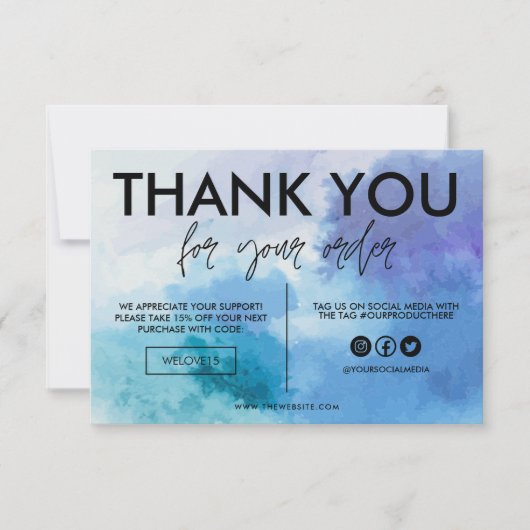 Blauwe waterkleur Hartelijk dank voor mediumtoevoe (Voorkant)